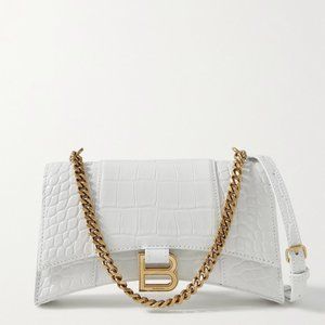 Balenciaga XS Hourglass White Croc-effect Leather